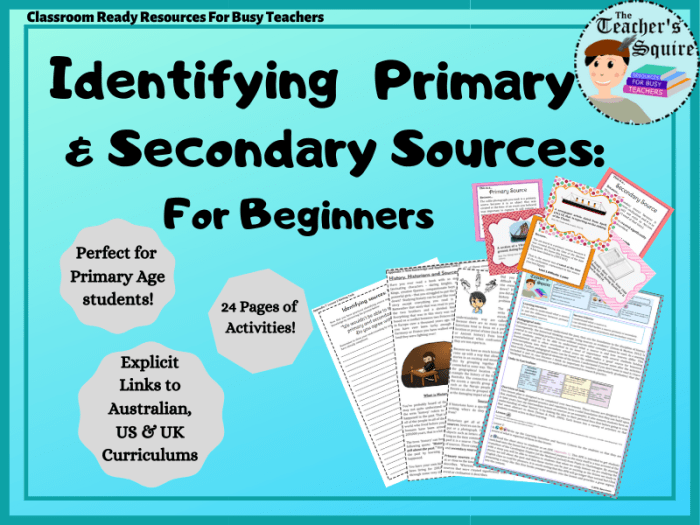 Identifying primary and secondary sources worksheet answer key